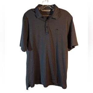 Travis Mathew Men's Medium Black Short Sleeve Golf Polo Shirt Mathew Logo